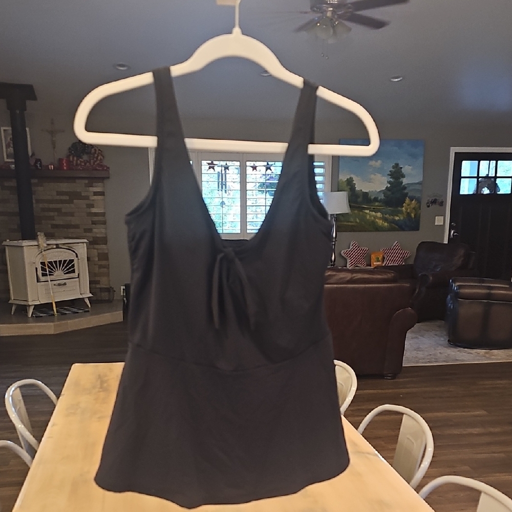 Lands' End Swim Black Tie-Front Top